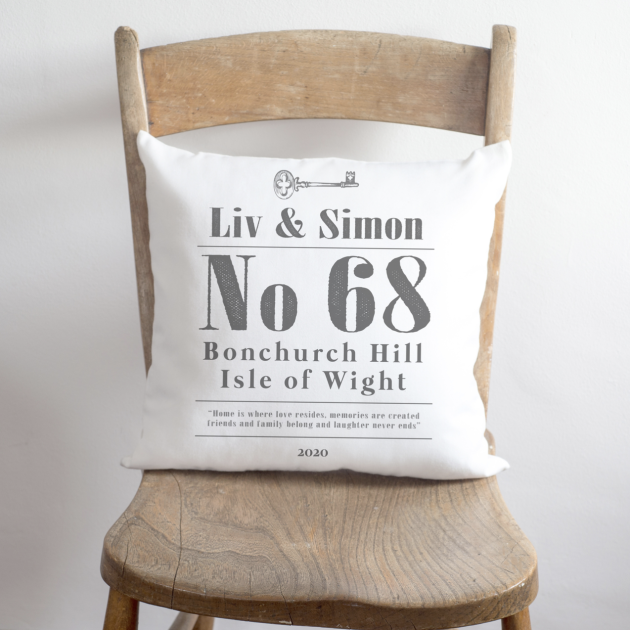 Hampers and Gifts to the UK - Send the Personalised New Home Cushion